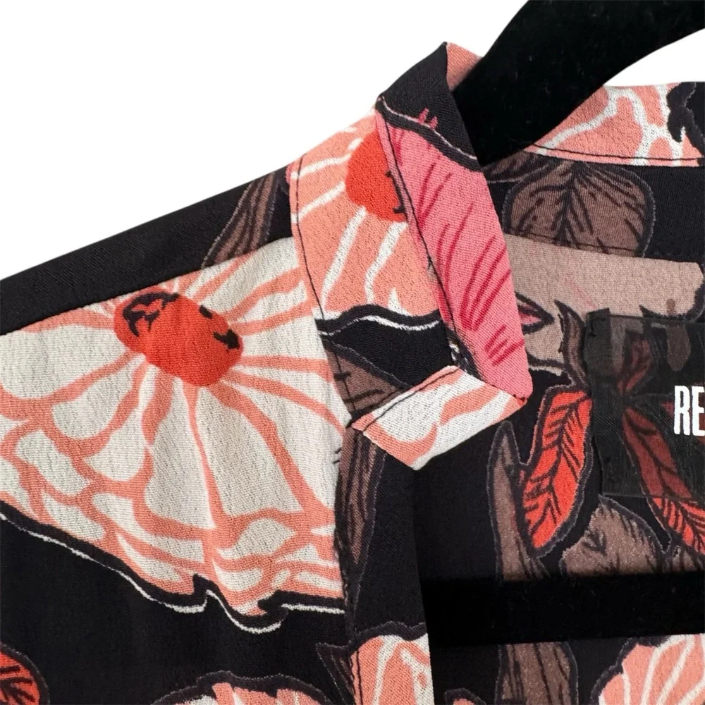 Reformation Black Floral Wrap Dress | Pink & White Flowers | NWT | Sz S - Picture 7 of 10